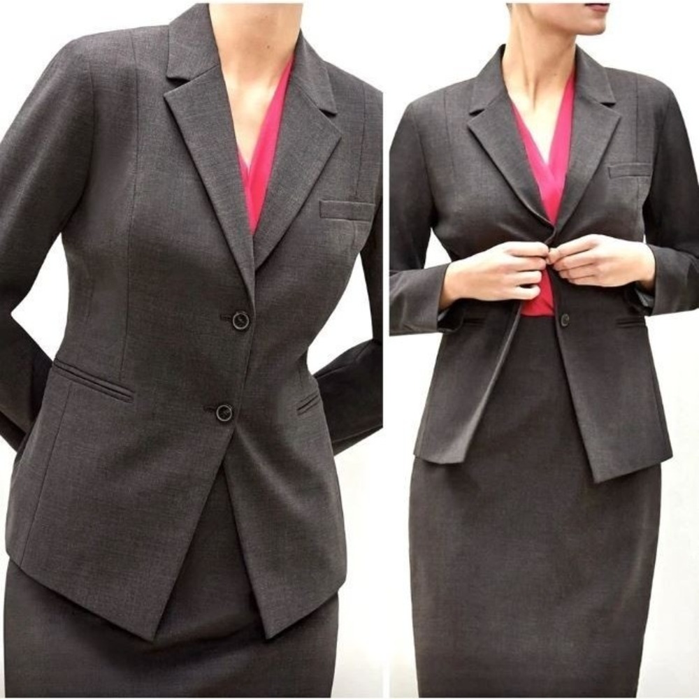 MM LaFleur Size 6 Hoffman Blazer Stretch Wool Cool Charcoal Gray Jacket Office